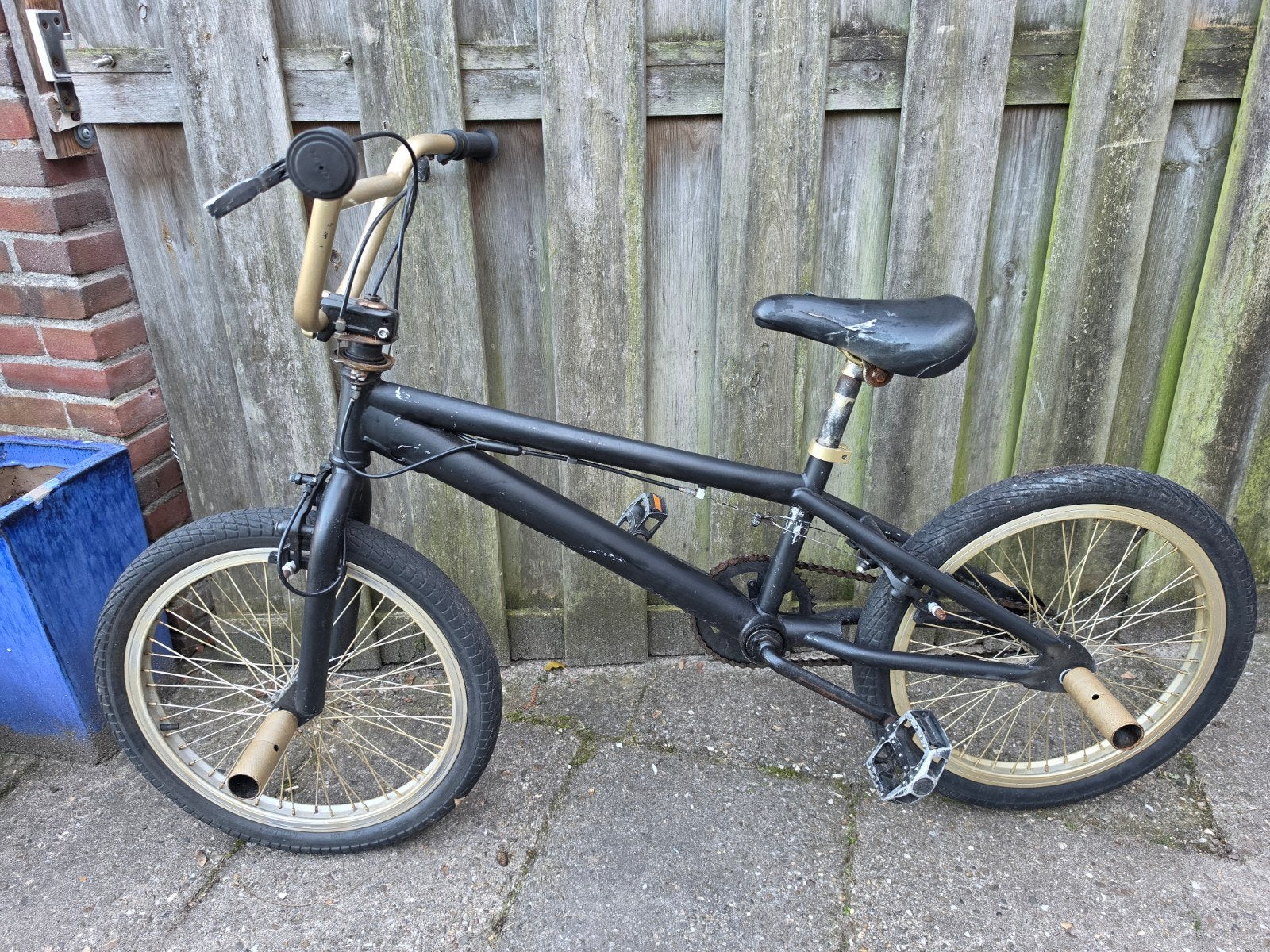 BMX Fiets Zwart/Goud - Gebruikt, Ophalen, Gebruikt, Staal, Velgrem
