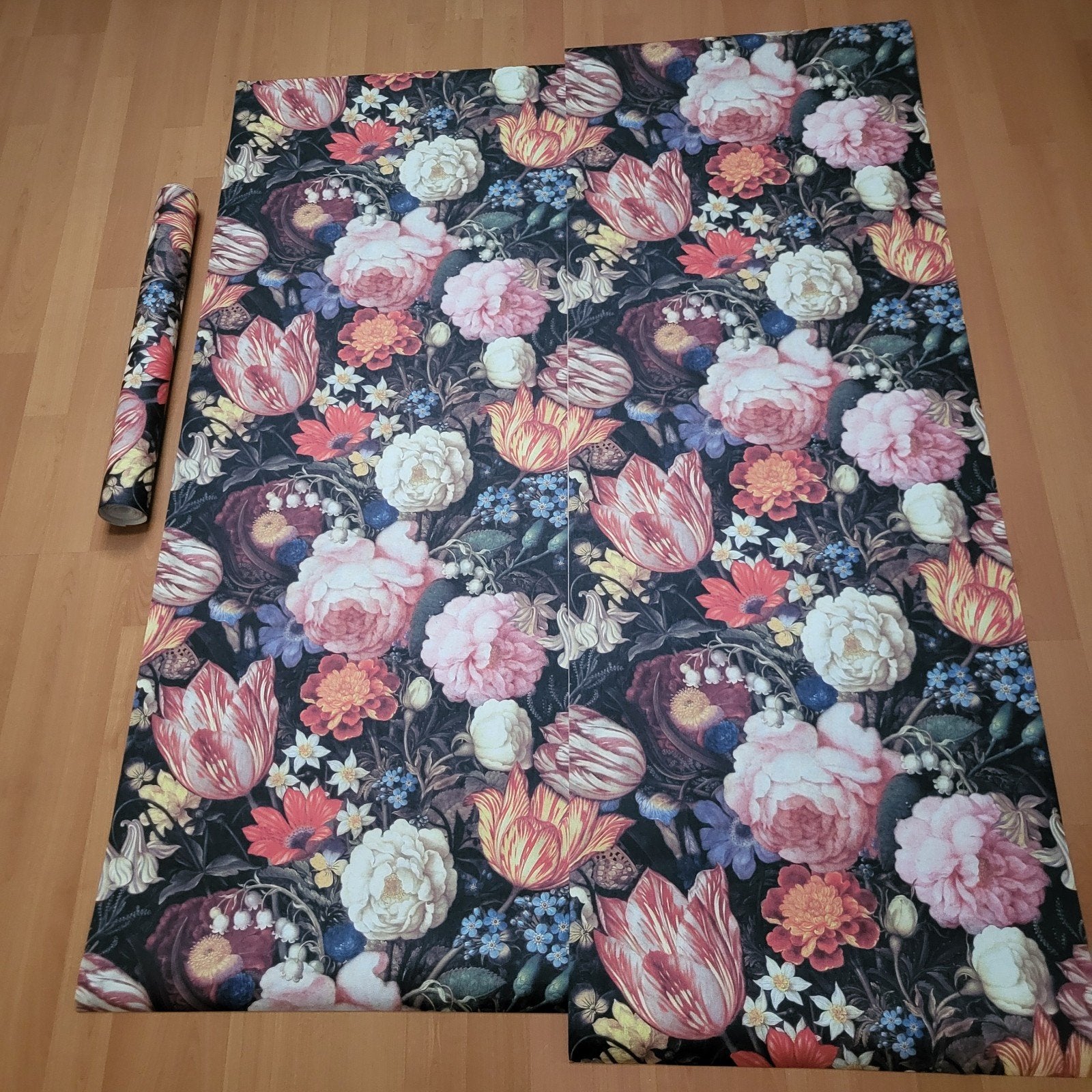 Prachtig Vinylbehang met Oude Meesters Bloemen Patroon, Bloemen, Overige merken, Ophalen of Verzenden, Geel