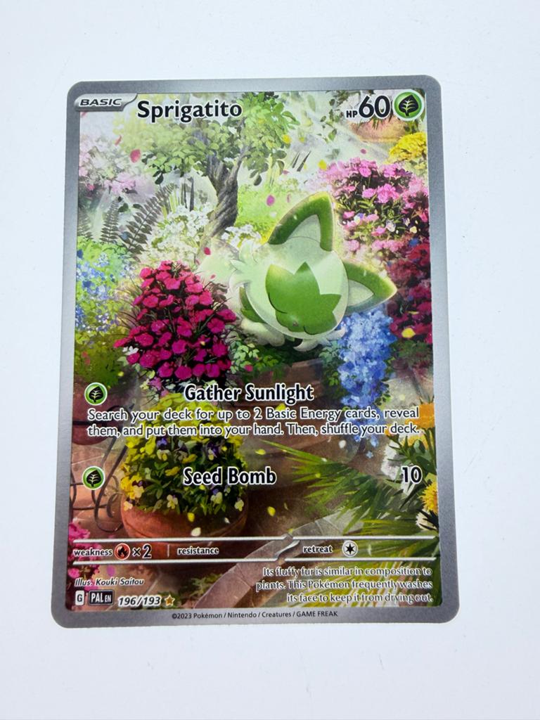 Sprigatito Pokémon Kaart 196/193 - Scarlet & Violet, Ophalen of Verzenden, Zo goed als nieuw, Losse kaart