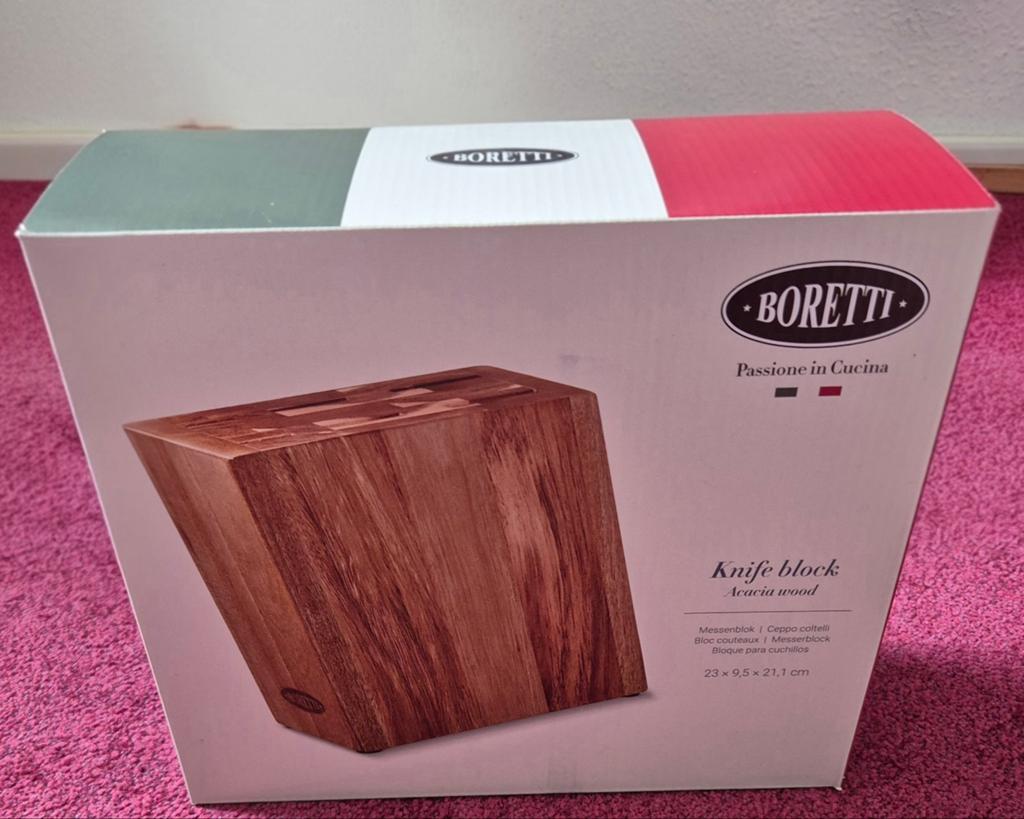Boretti messenblok met 6 messen, Ophalen of Verzenden, Nieuw, Rvs of Chroom