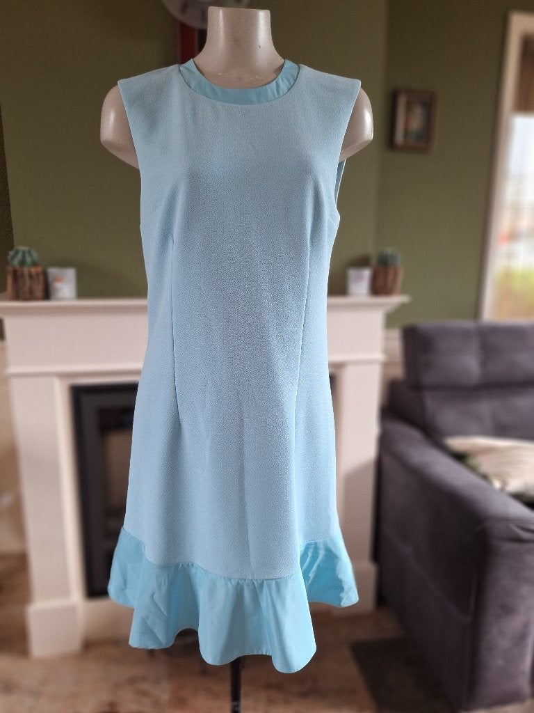 K-Design jurkje baby blauw met ruches onderkant L, K-design, Blauw, Maat 42/44 (L), Ophalen of Verzenden