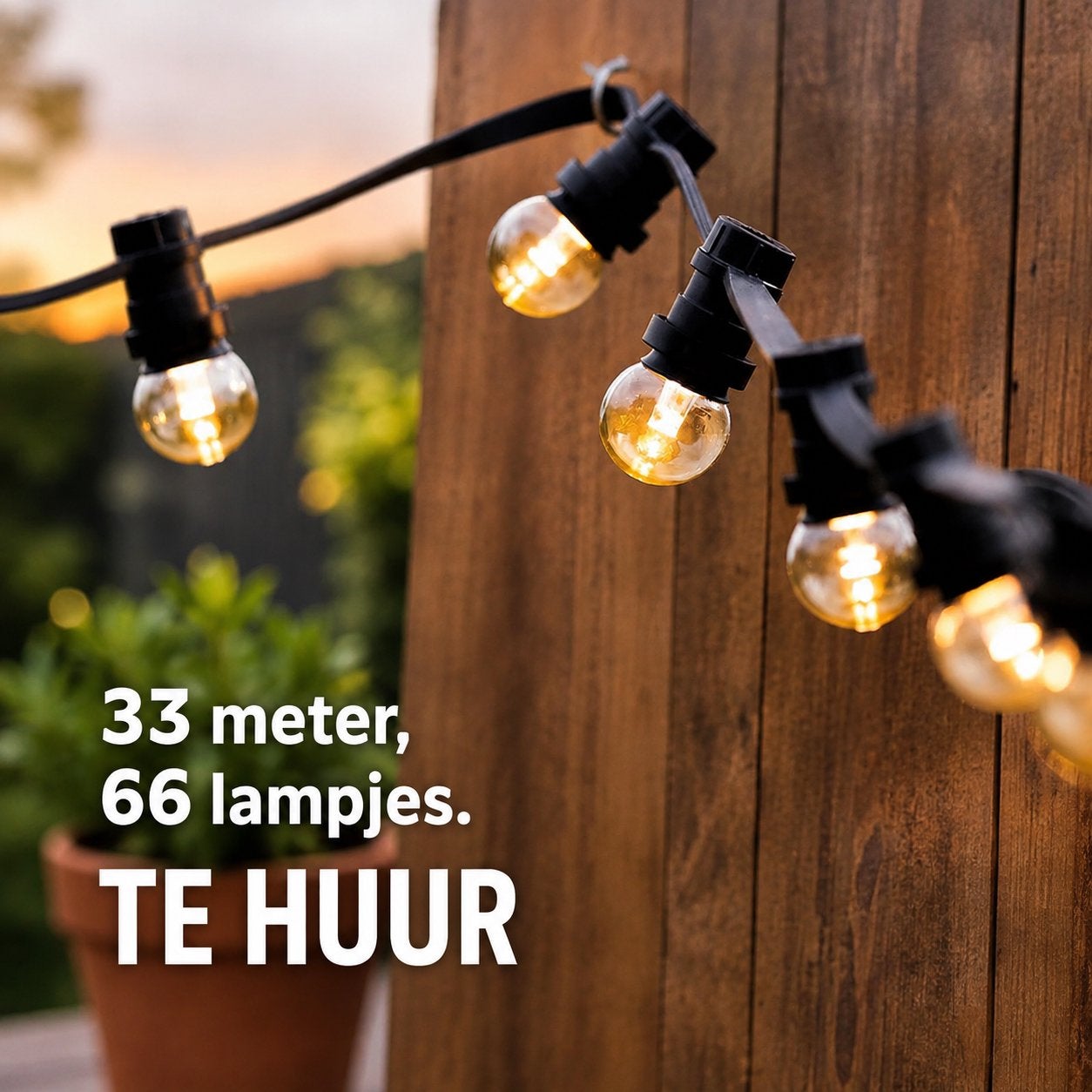 Prikkabel TE HUUR, 33 meter - 66 lampjes, Ophalen, Zo goed als nieuw, Overige
