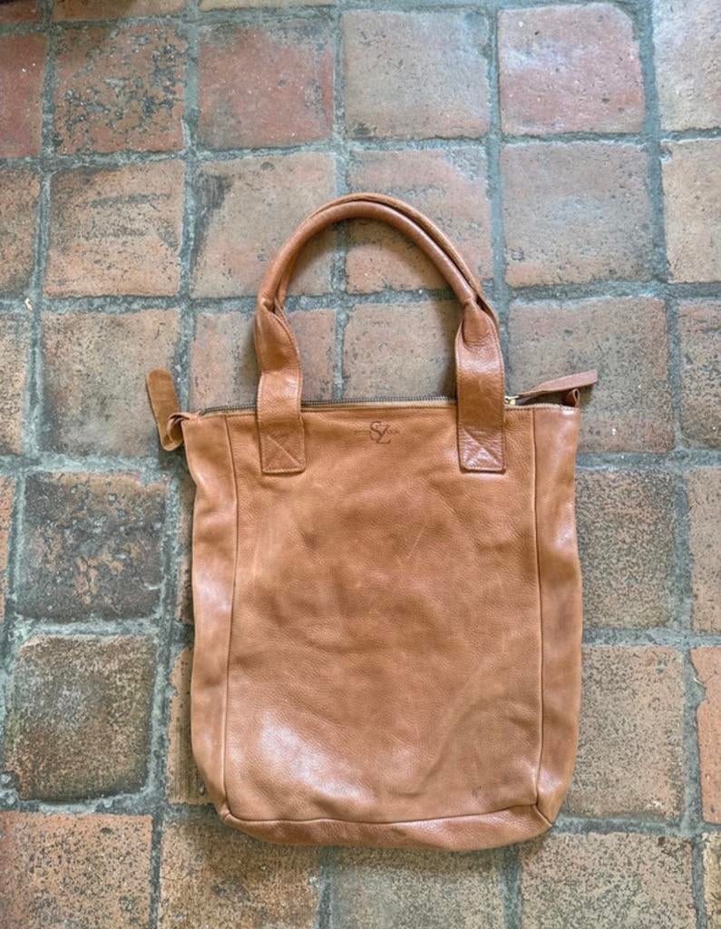 PieterSZoon Handgemaakte Leren Tas - Cognac, Ophalen of Verzenden, Zo goed als nieuw, Bruin, Handtas