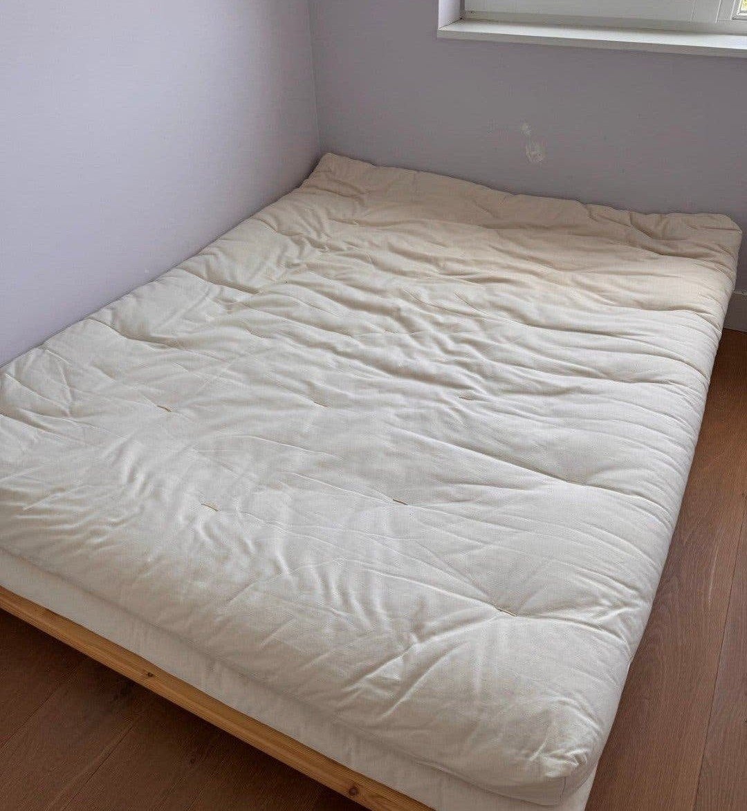 2 Futons: Biologisch Katoen & Katoen/Polyester Schuim, Ophalen, Gebruikt, Stof