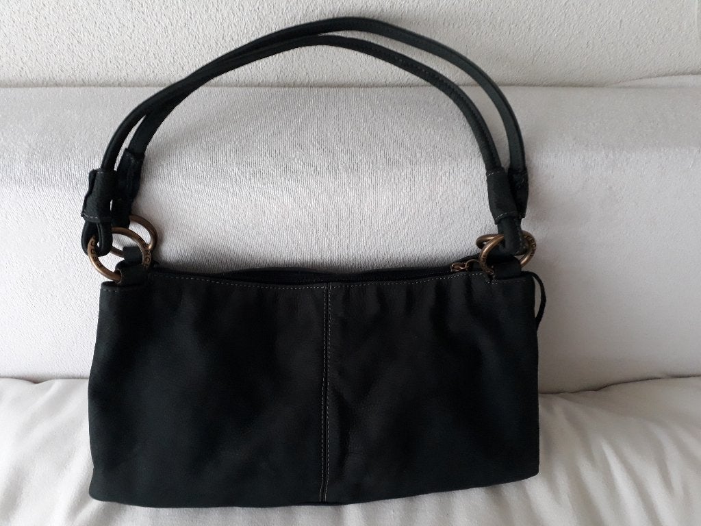 Ferchi suede handtas, blauw., Ophalen of Verzenden, Gebruikt, Blauw, Handtas