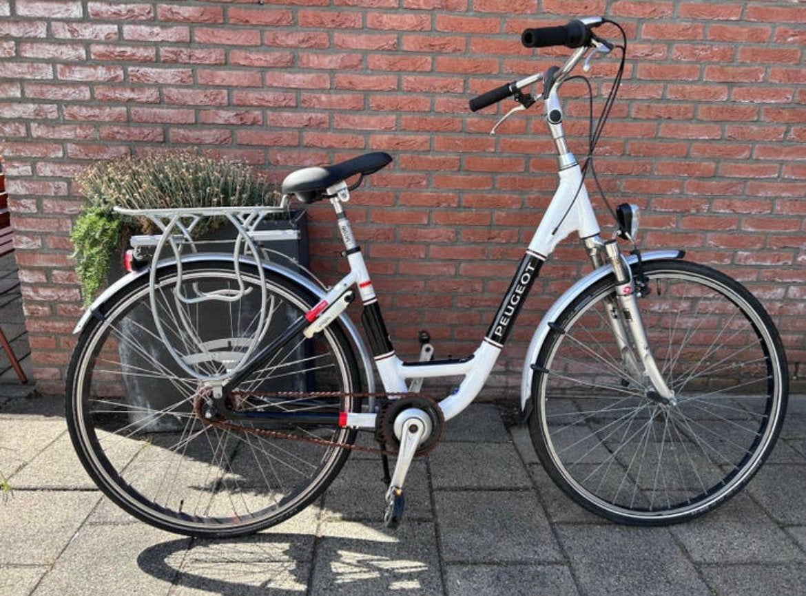 28” Peugeot damesfiets met 7 versnellingen, Gebruikt, Versnellingen, Trommelrem, Ophalen