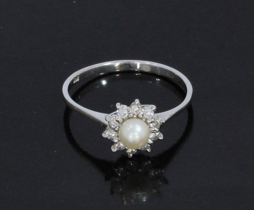 Diamanten parel bloem rozet 14k gouden luxe dames ring, Met edelsteen, Voordeelsieraden, Verzenden, Dame