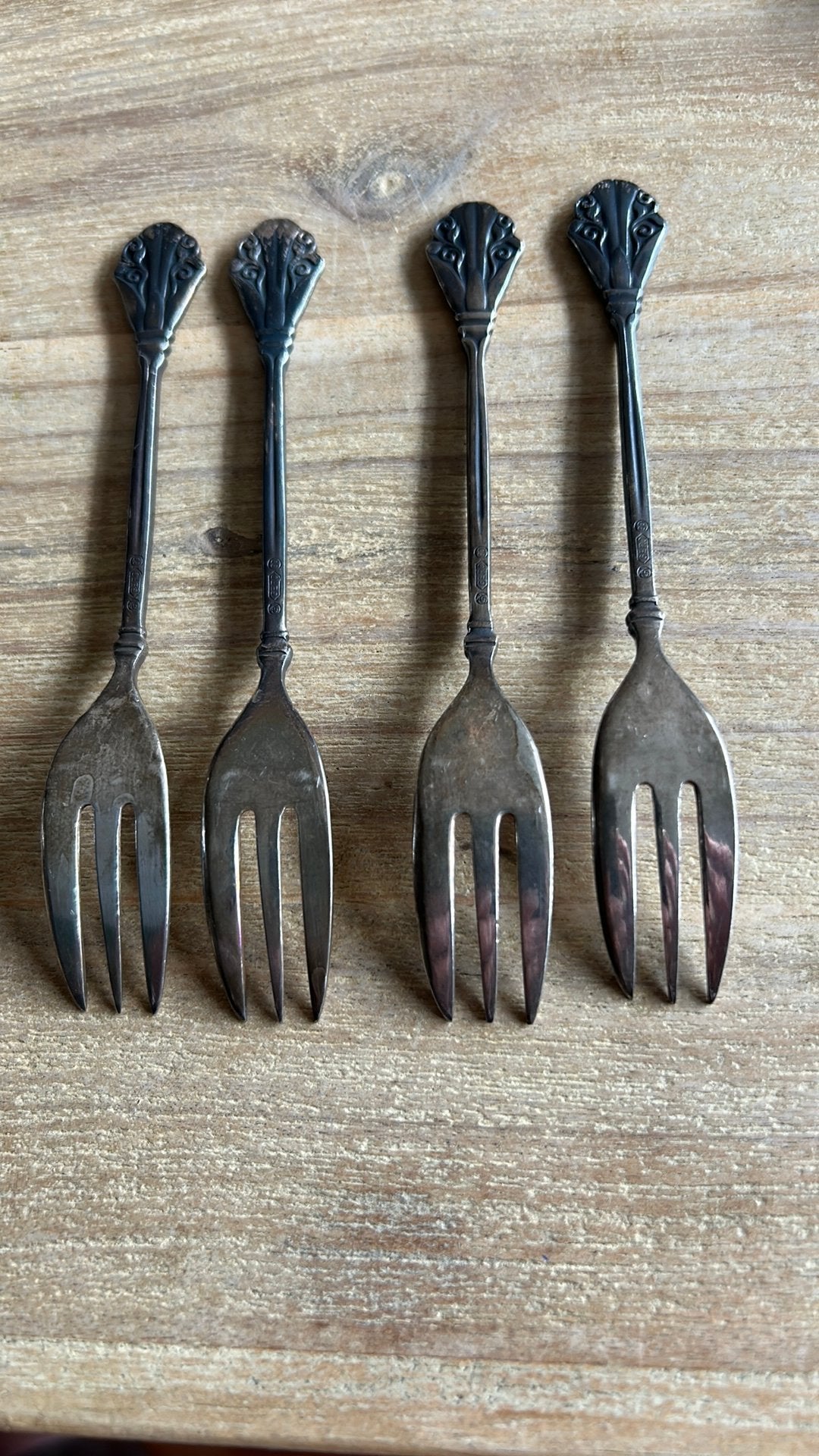 Set van 4 antieke zilveren vorkjes, Ophalen of Verzenden