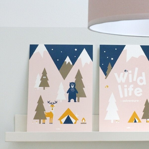 Kinderposter Poster Wild Life Oudroze A3 ANNIdesign, Rechthoekig Staand, Nieuw, Ophalen of Verzenden, A1 t/m A3