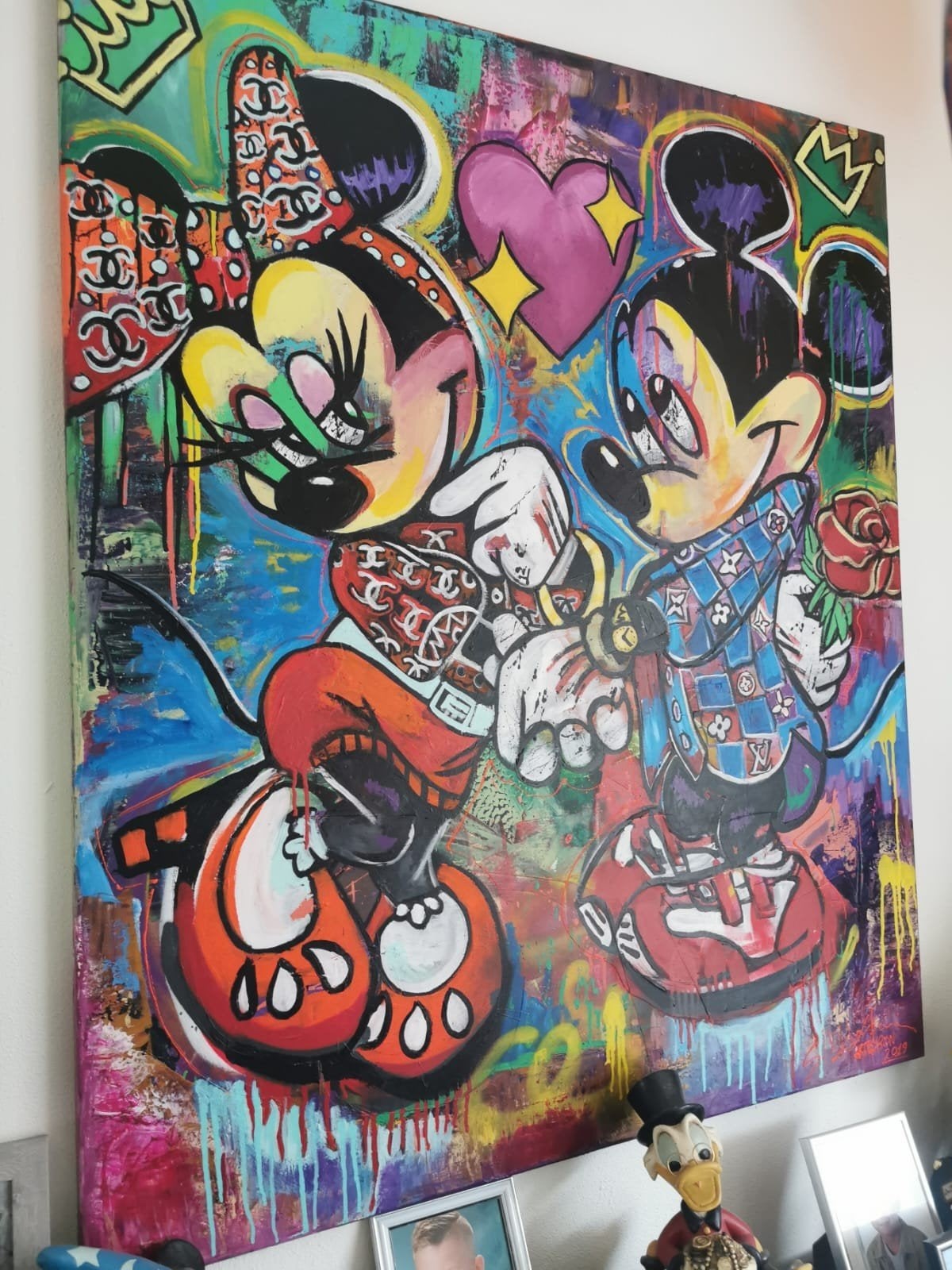 Uniek groot Mickey & Minnie schilderij - Disney, Ophalen, Mickey Mouse