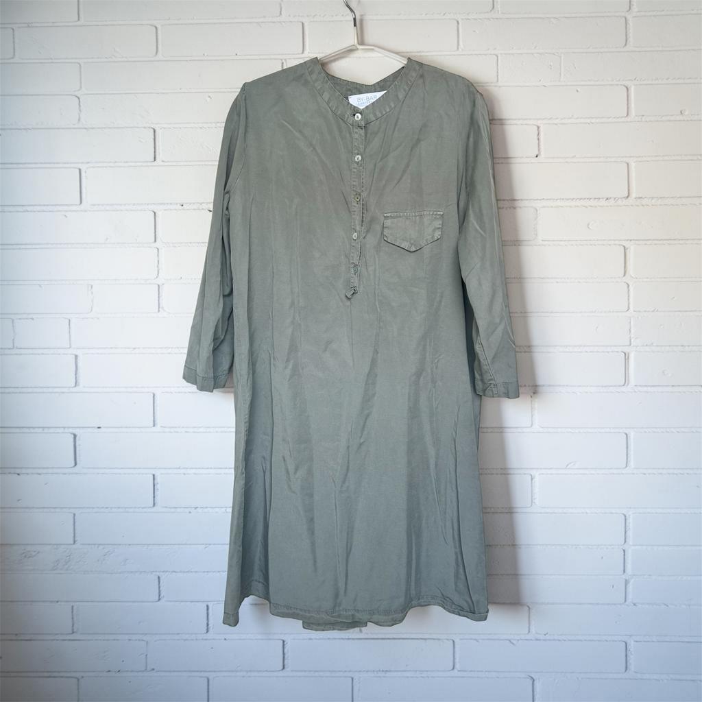 By Bar Jurk Maat L Khaki Grijs Overslag Rug Shirt Style, Maat 42/44 (L), Ophalen of Verzenden, Zo goed als nieuw, Grijs