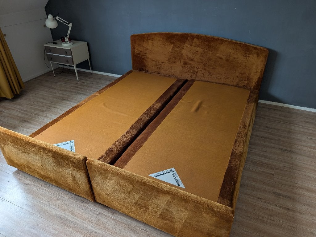 Zevenslaper / Auping 2-persoons Boxspring (200x180), Ophalen, Gebruikt, Bruin, Tweepersoons