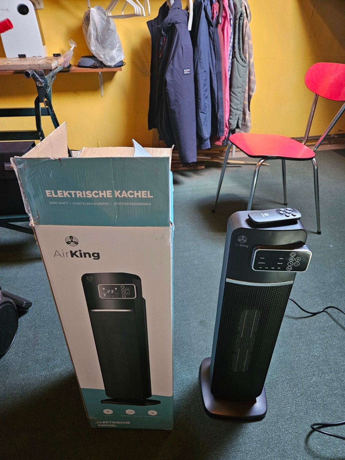 AirKing Elektrische Kachel 2000W met Afstandsbediening, Huis en Inrichting, Ophalen, Overige soorten, Elektrisch, Zo goed als nieuw