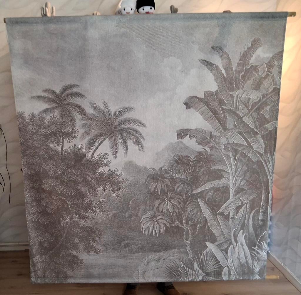 Wandkleed met tropisch jungle tafereel, grijs/wit, Huis en Inrichting, Woonaccessoires | Wanddecoraties, Zo goed als nieuw, Wandkleed