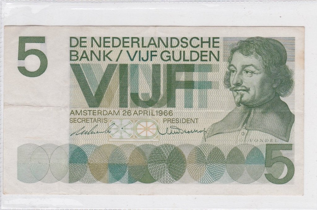 Nederlandse 5 Gulden biljet 1966 - Vondel, Postzegels en Munten, Ophalen of Verzenden, 5 gulden, Los biljet