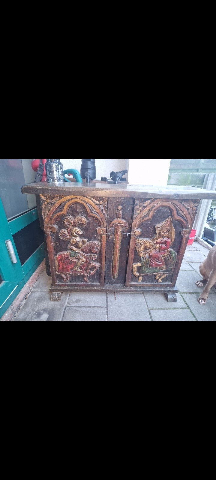 Uniek vintage kastje met houtsnijwerk 1920-1940, Ophalen of Verzenden
