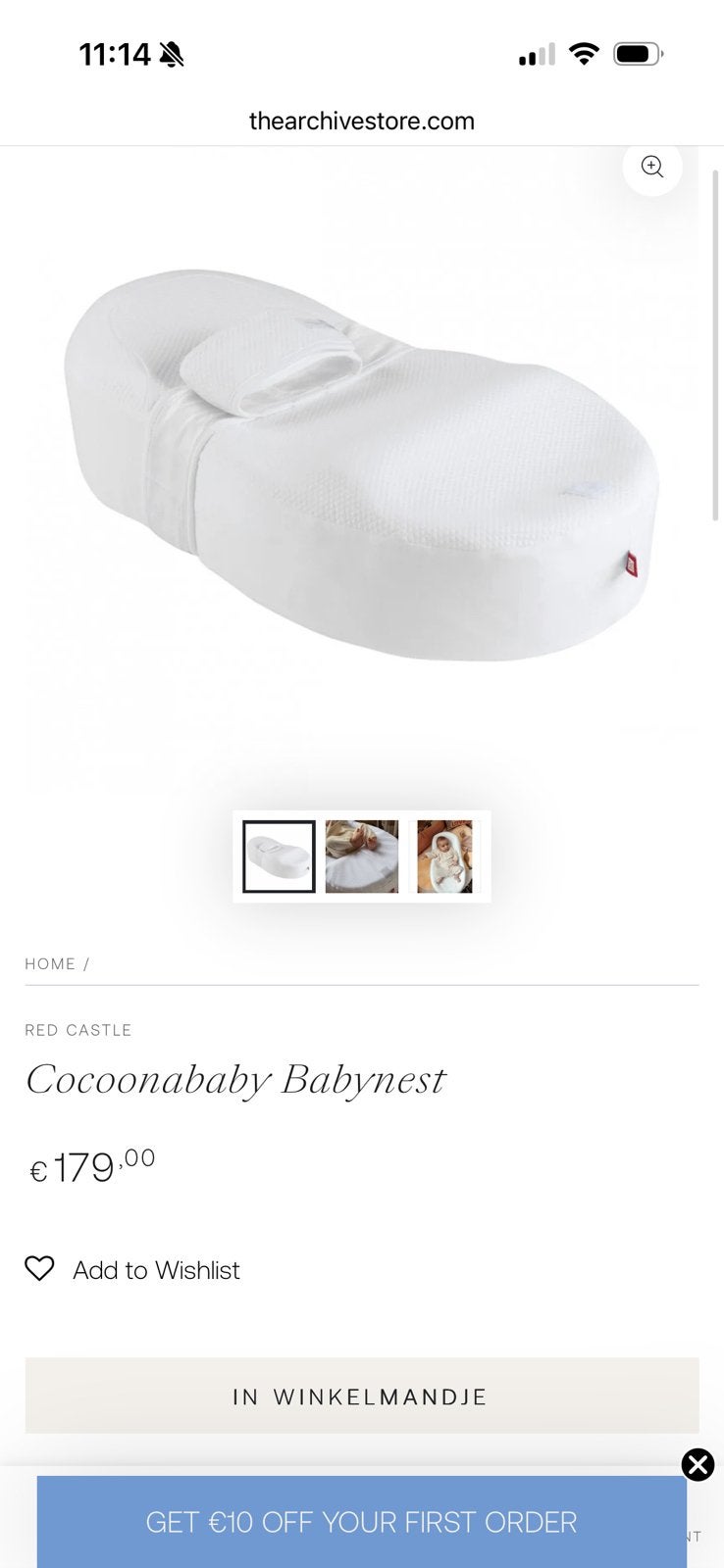 Red Castle Cocoonababy Babynest - Wit, Ophalen, Zo goed als nieuw