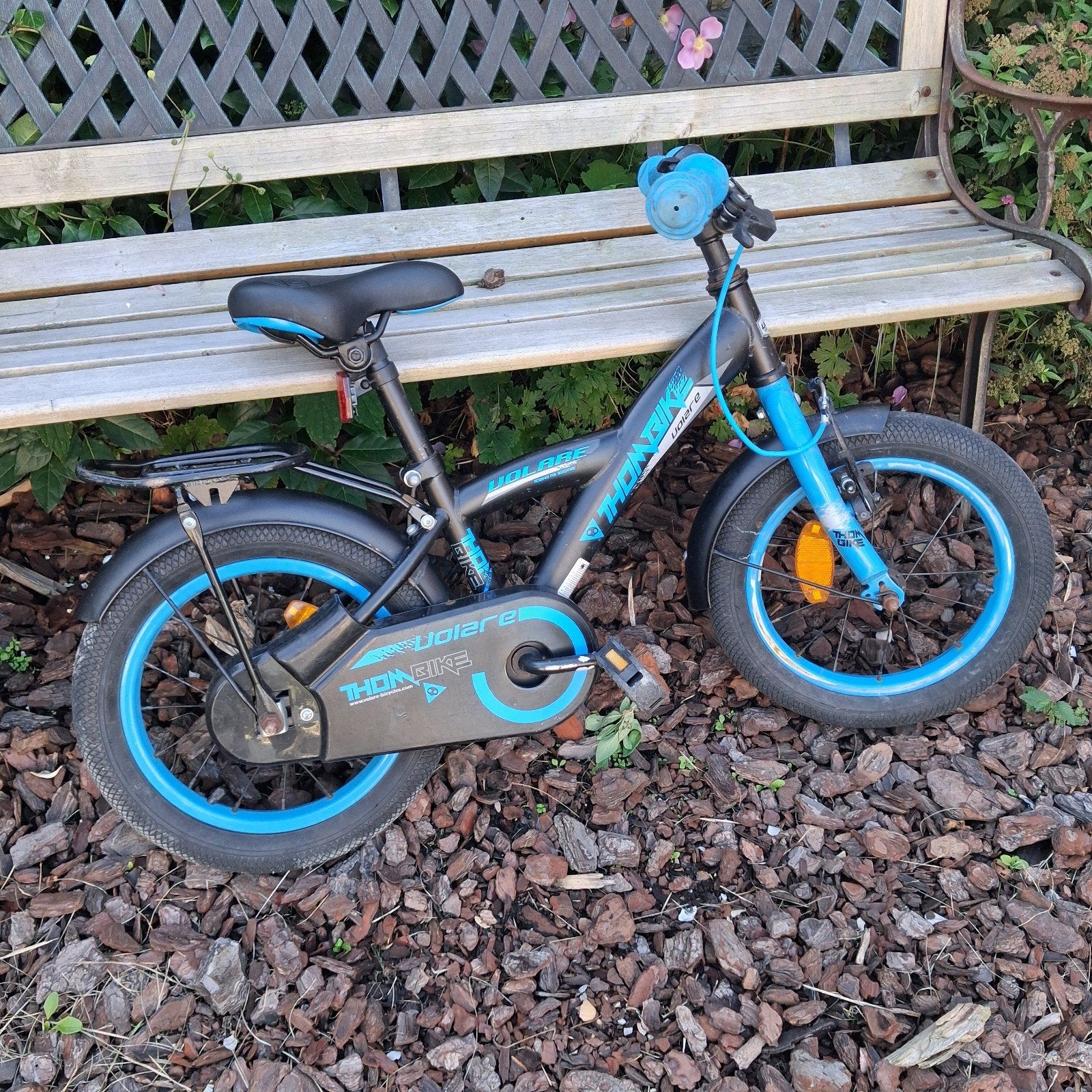 Volare kinderfiets 14 inch - Zwart/Blauw, Ophalen, Gebruikt, Minder dan 16 inch