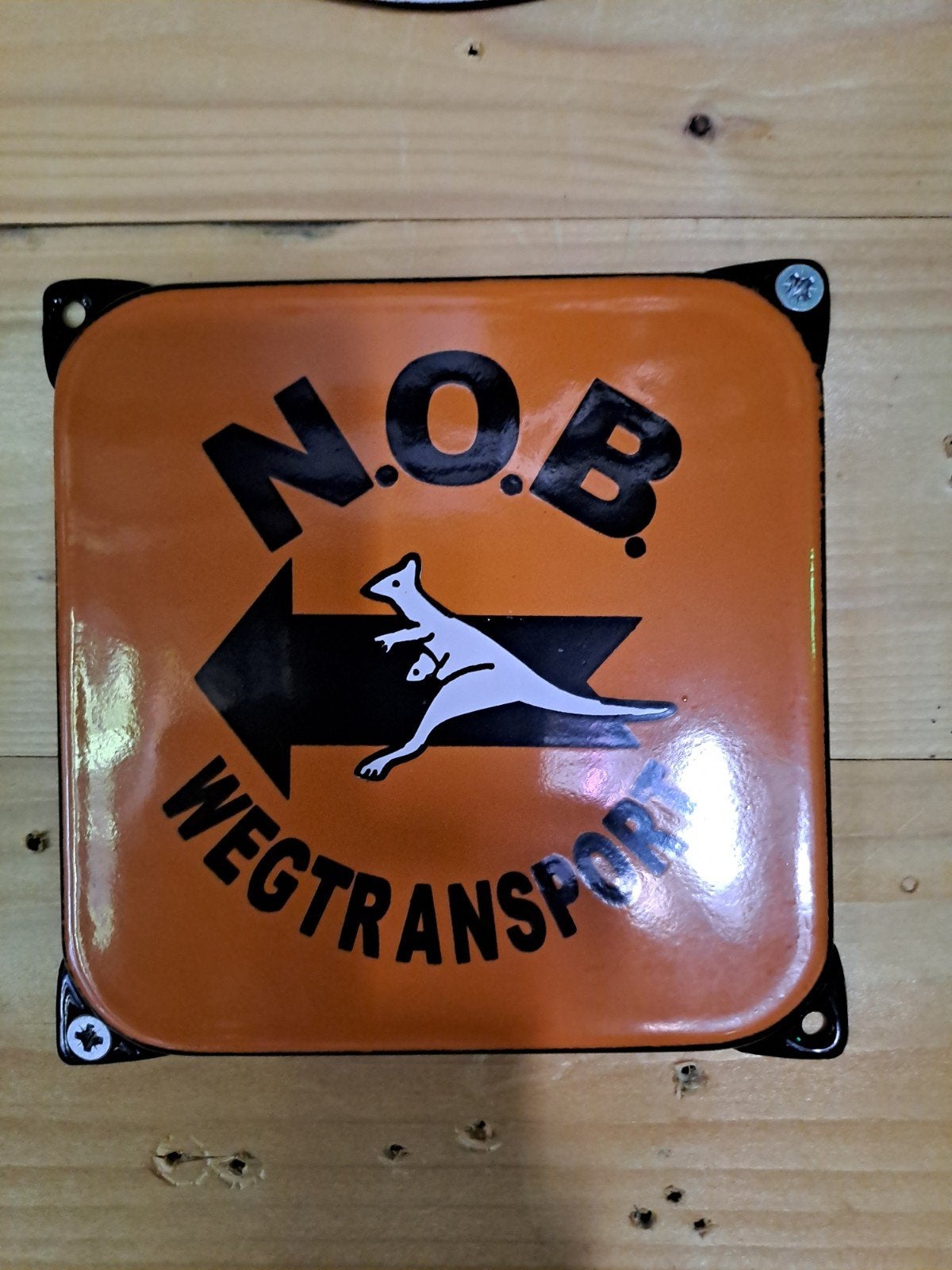 Mooi oud emaille deurpostje N.O.B, Verzamelen, Ophalen of Verzenden, Gebruikt, Reclamebord