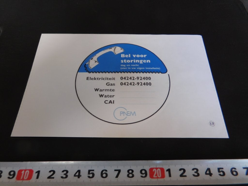 sticker PNEM Bel voor storingen 04242-92400 XXA799, Verzamelen, Ophalen of Verzenden, Zo goed als nieuw