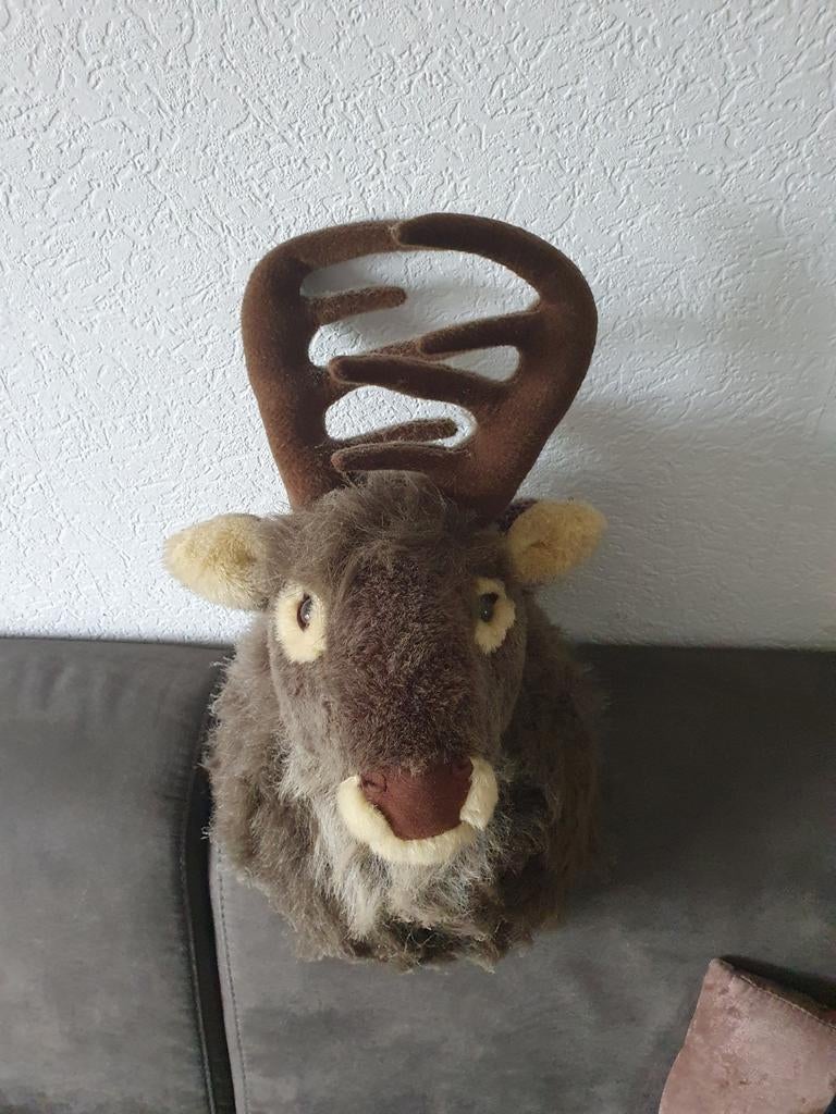 Rendierkop voor aan de muur, Overige stijlen, Ophalen of Verzenden, Zo goed als nieuw, Bruin