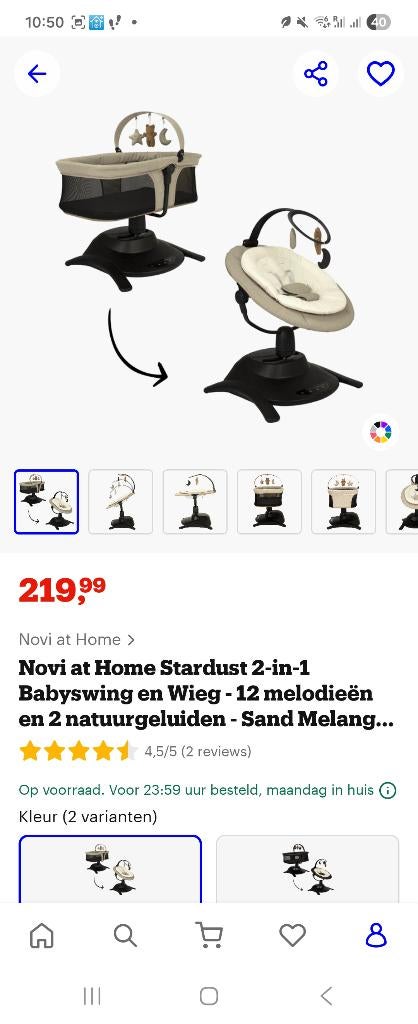 Bebybed, Ophalen, Zo goed als nieuw, Wieg