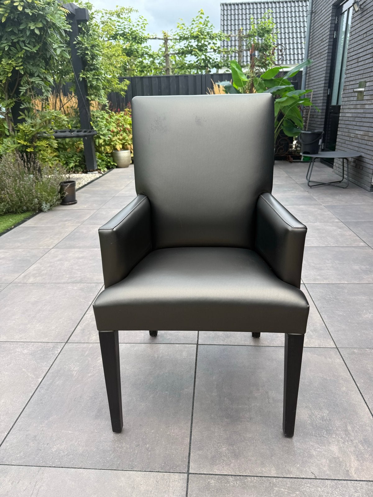 8 Eric Kuster Mondrian Dining Armchairs - Donkerbruin Leer, Ophalen, Gebruikt, Bruin, Leer