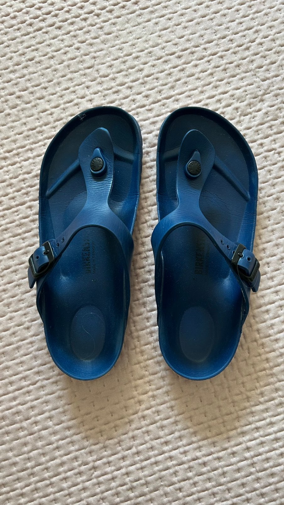 Blauwe Birkenstock teenslippers - maat 38, Slippers, Blauw, Ophalen of Verzenden, Gedragen