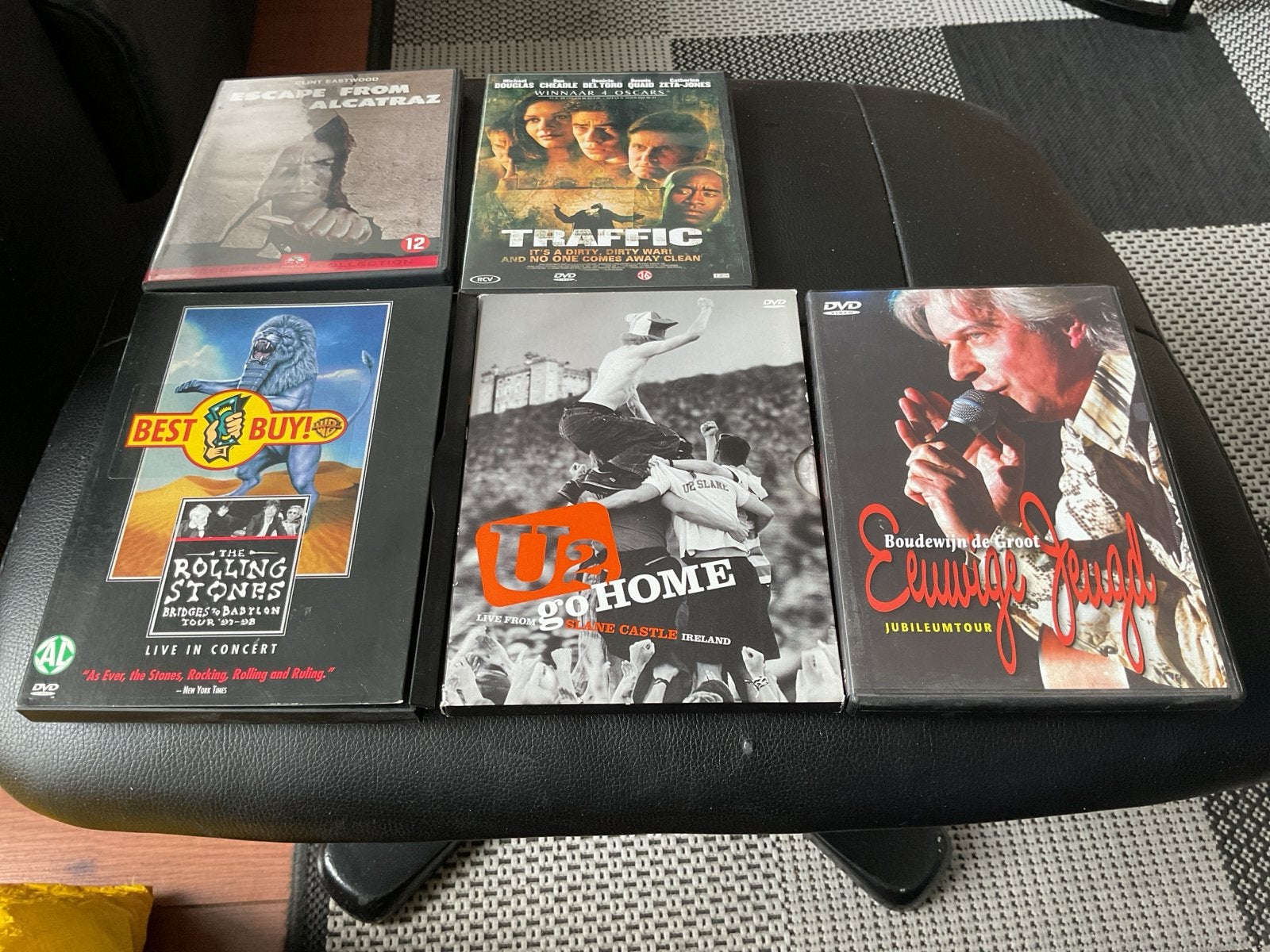 5 diverse dvd's: The Rolling Stones, U2, Boudewijn de Groot, Nederlands, Ophalen of Verzenden, Vanaf 12 jaar, Inclusief doosje
