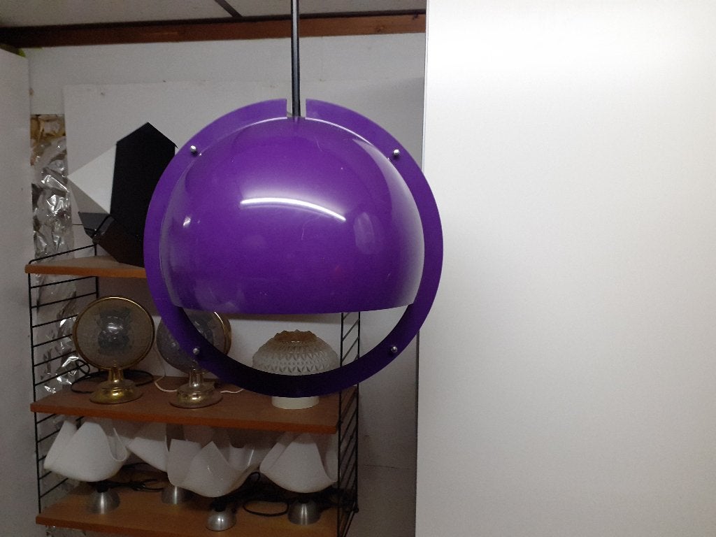 Guzzini hanglamp paars jaren 70 space age design retro, Huis en Inrichting, Kunststof, Gebruikt, ?, Guzinni