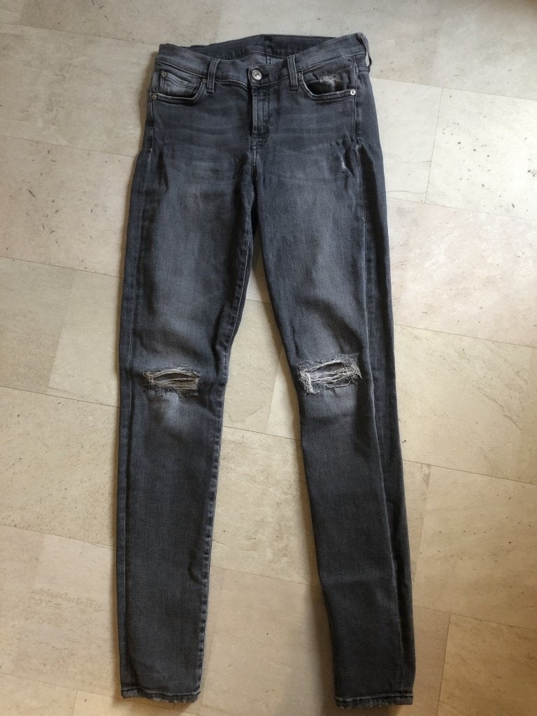 V) br31 jeans stretch grijs maat xs/s 25 7 for all mankind, Verzenden, W27 (confectie 34) of kleiner, Grijs, Gedragen