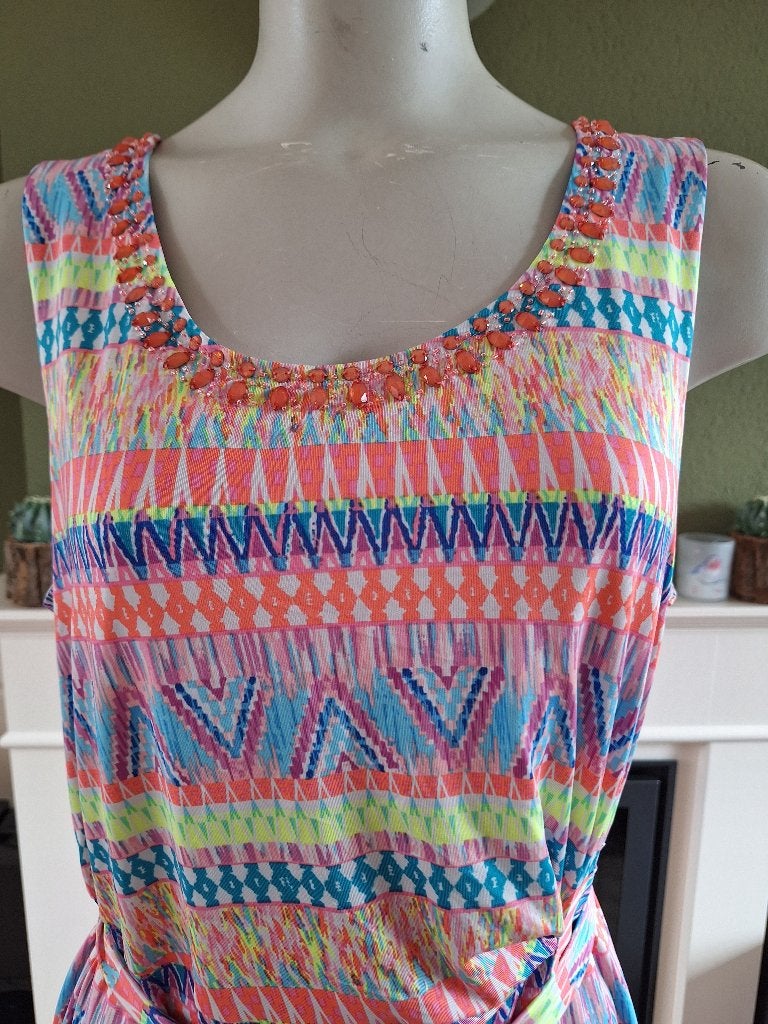 K-Design kleurrijke zomerjurk XL fluor kleuren, K-design, Overige kleuren, Verzenden, Maat 46/48 (XL) of groter