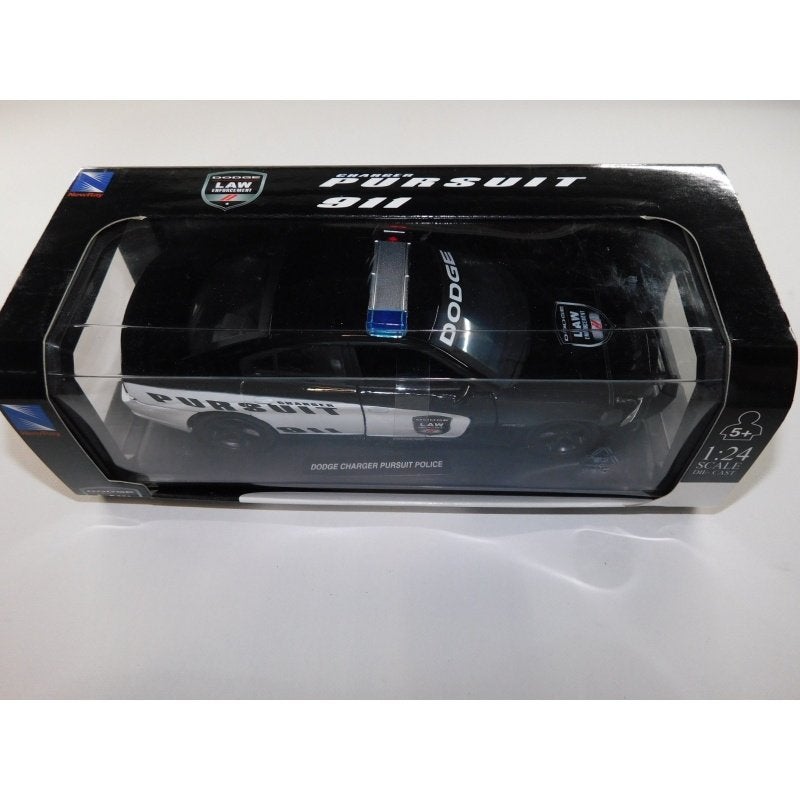 New Ray Dodge Charger Pursuit Police Zwart 1:24, Nieuw, Ophalen of Verzenden, New-Ray France Sarl, Jada