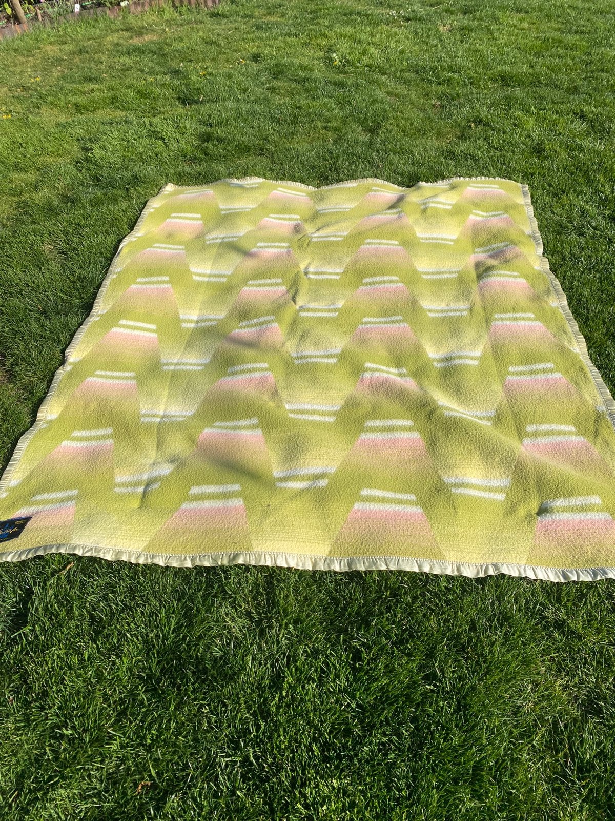 Mooie groene vintage wollen plaid/ deken / Picknickkleed, Ophalen of Verzenden, Zo goed als nieuw