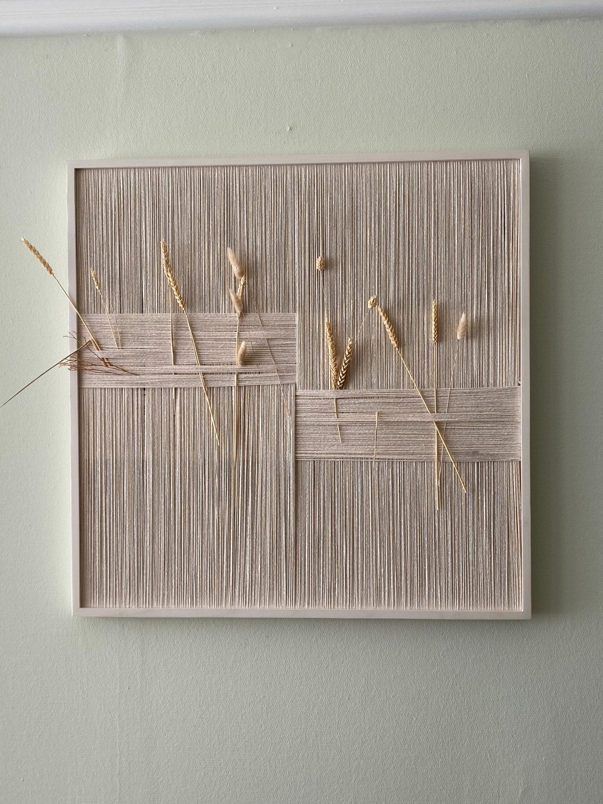 By Boo- Lino Wanddecoratie met gedroogde bloemen - 60x60 cm, Beige, Gebruikt, Textiel, Ophalen of Verzenden