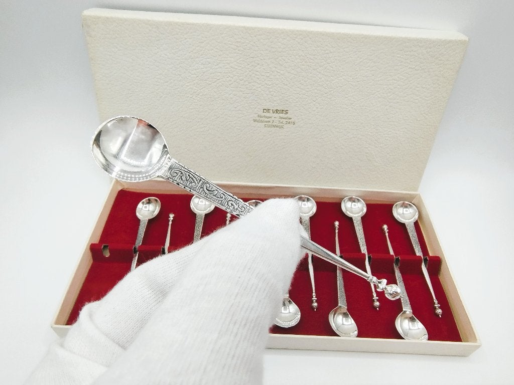 12-Delige lepelset in cassette, Bijkamp & Co, Steenwijk