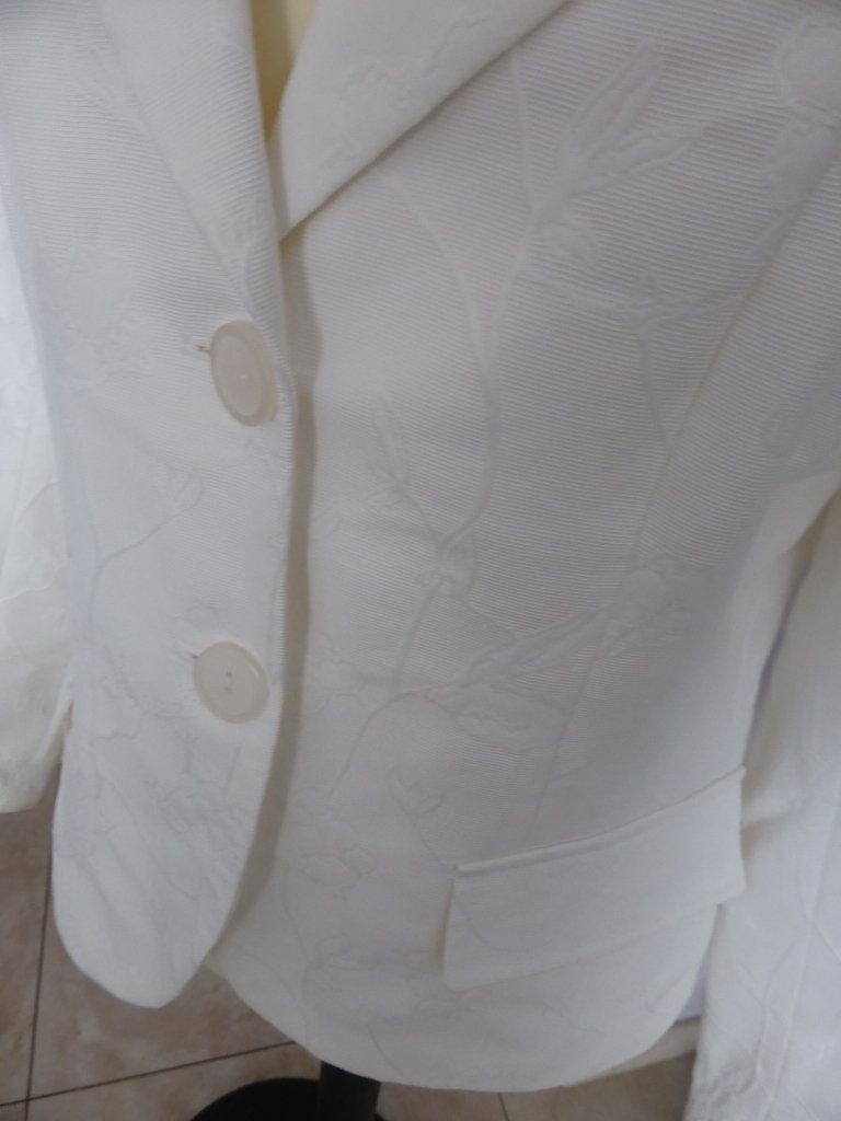 Taifun Witte Blazer Maat 38 met Patroon - Zo goed als nieuw, Maat 38/40 (M), Wit, Ophalen of Verzenden, Zo goed als nieuw