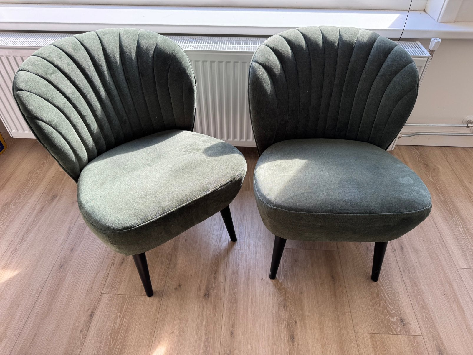 Groene stoelen 2 beschikbaar prijs per stuk, Huis en Inrichting, Stoelen, Ophalen, Zo goed als nieuw, Overige kleuren, Twee