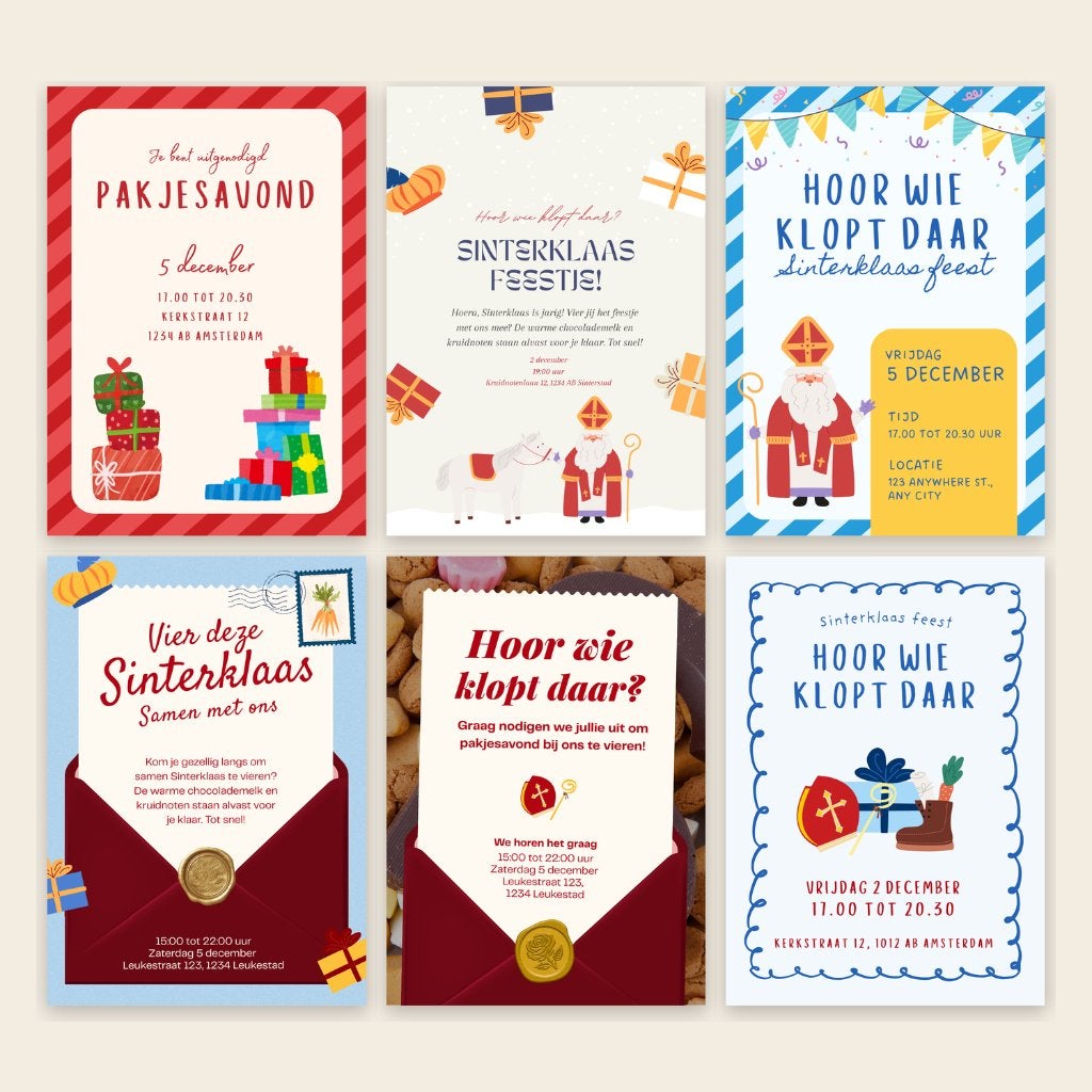Sinterklaas uitnodigingen op maat, Ophalen, Nieuw, Feestartikel, Kerst of Sinterklaas