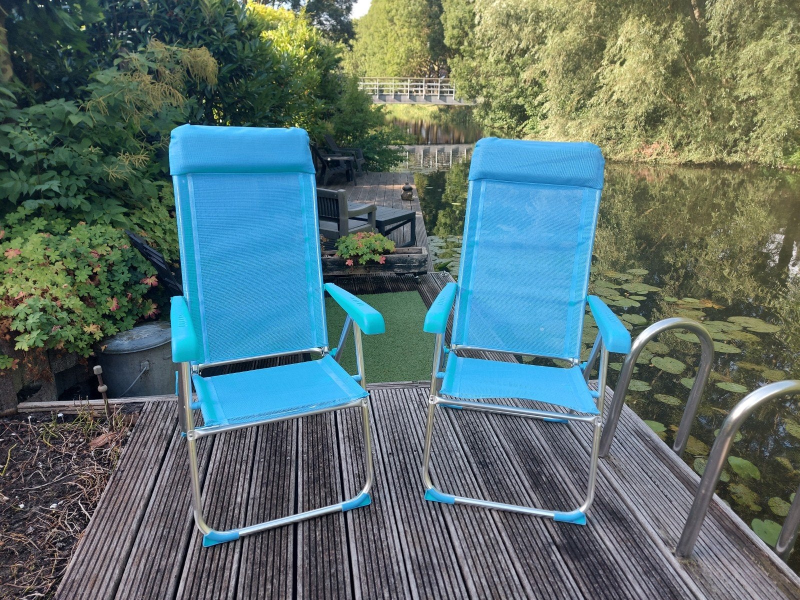 2 lichtgewicht verstelbare stoelen met hoofdsteun, Caravans en Kamperen, Ophalen, Campingstoel