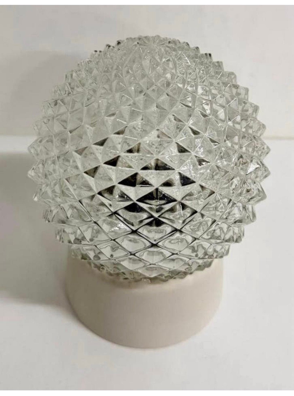 Vintage helder glas plafondlamp Dennenappel seventies, Huis en Inrichting, Lampen | Plafondlampen, Ophalen of Verzenden, Zo goed als nieuw