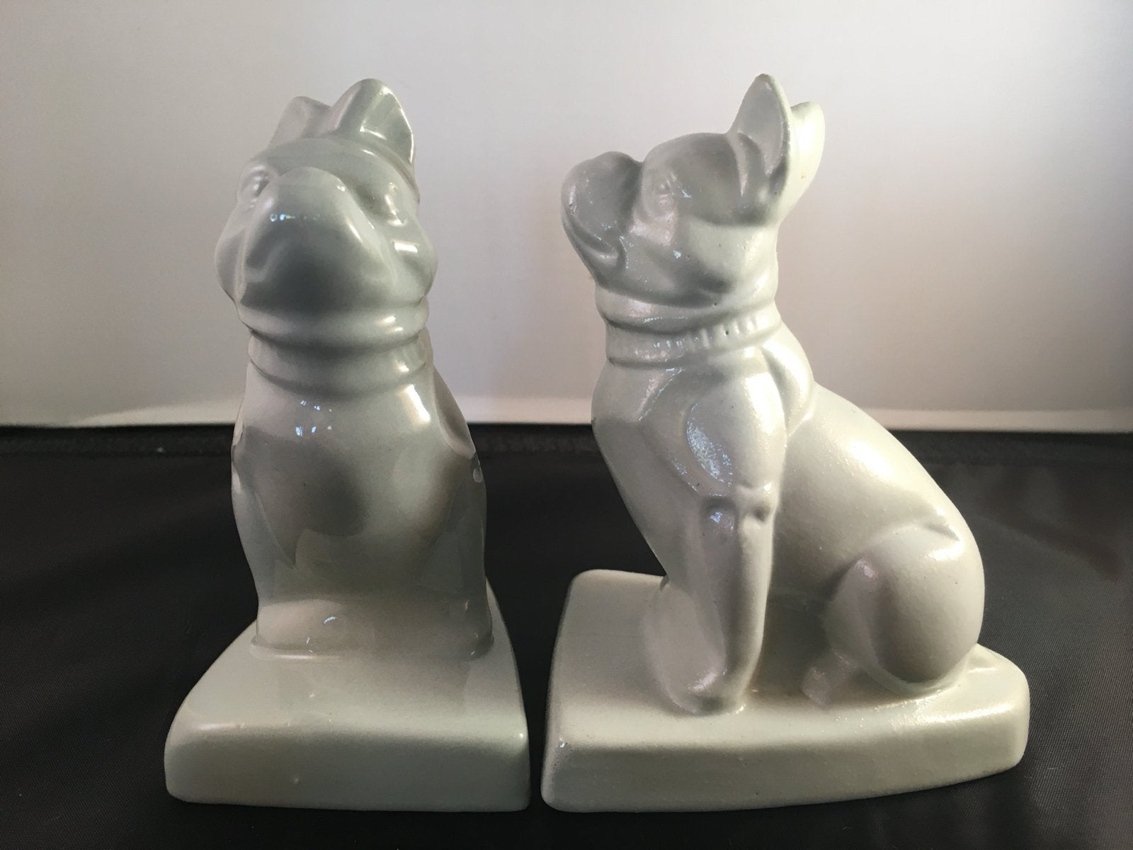 Antieke geglazuurde Franse Bulldog beeldjes - gemerkt 21, Ophalen of Verzenden