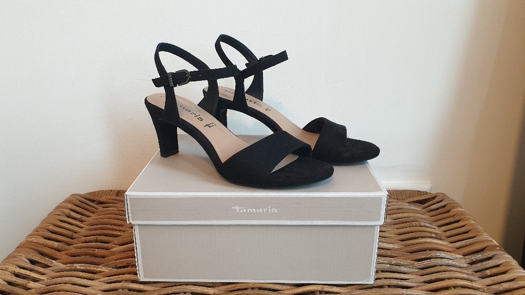 Tamaris Pumps Sandalen Vegan Suède maat 39, Tamaris, Zwart, Nieuw, Sandalen of Muiltjes