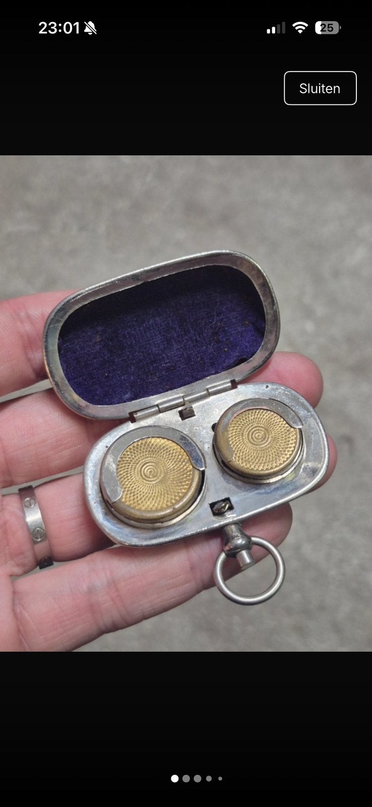 Antieke Verzilverde Porte-Louis d'Or Muntenhouder Fr 1890, Ophalen of Verzenden