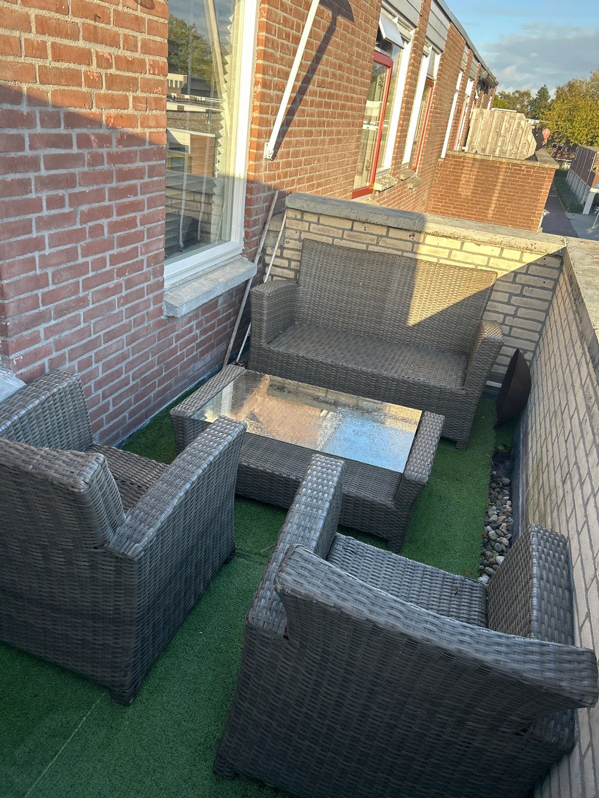 Complete Wicker Loungeset met Tafel en Stoelen, 4 zitplaatsen, Gebruikt, Ophalen of Verzenden, Loungeset