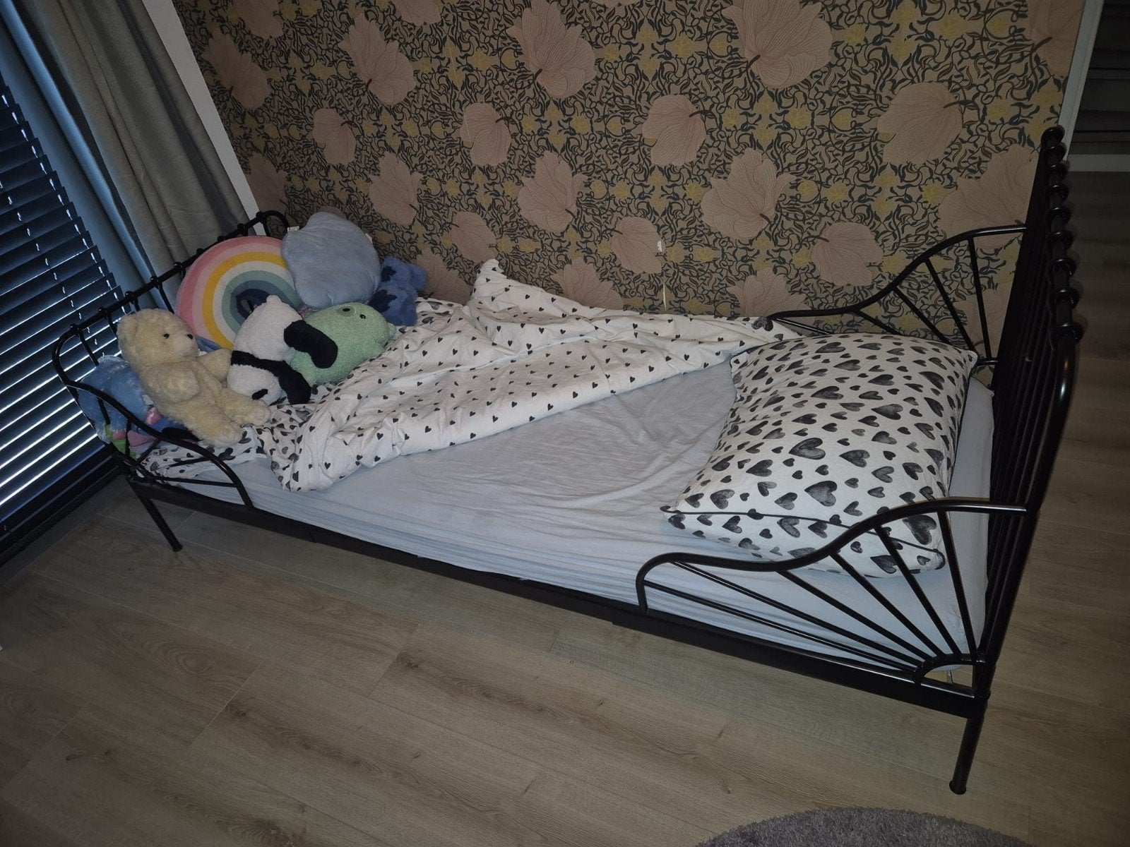 Ikea Minnen meegroeibed + Vimsig meegroeimatras, Ophalen, Gebruikt, 70 tot 85 cm, Lattenbodem