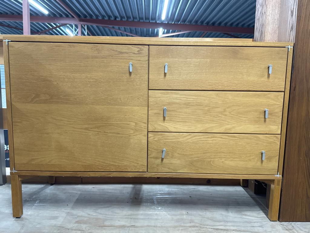 Eikenhouten Commode Kast met Vilt Inleg - 120x45x80 cm, Ophalen, Gebruikt, 100 tot 150 cm, Eikenhout