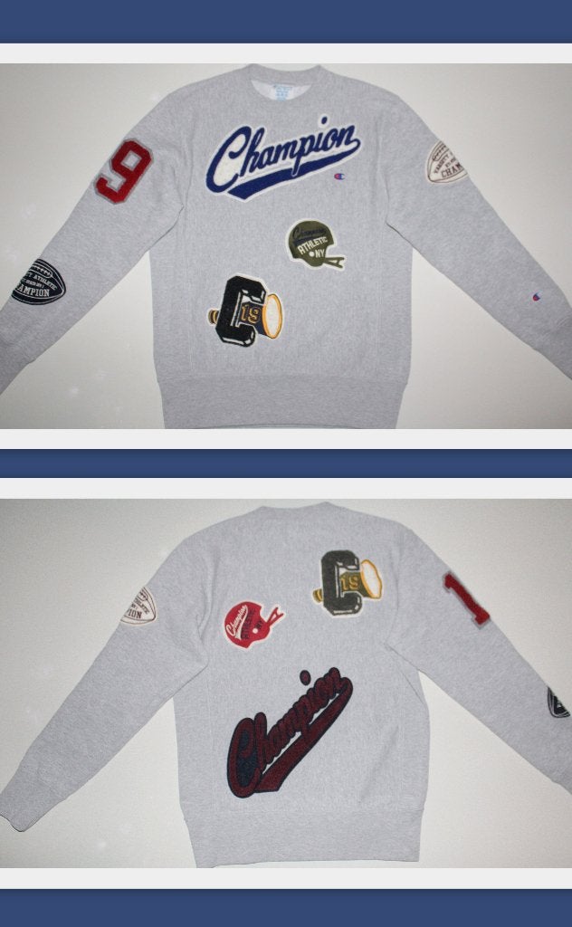 Champion sweater trui maat M grijs varsity college jack, Maat 48/50 (M), Champion, Ophalen of Verzenden, Zo goed als nieuw