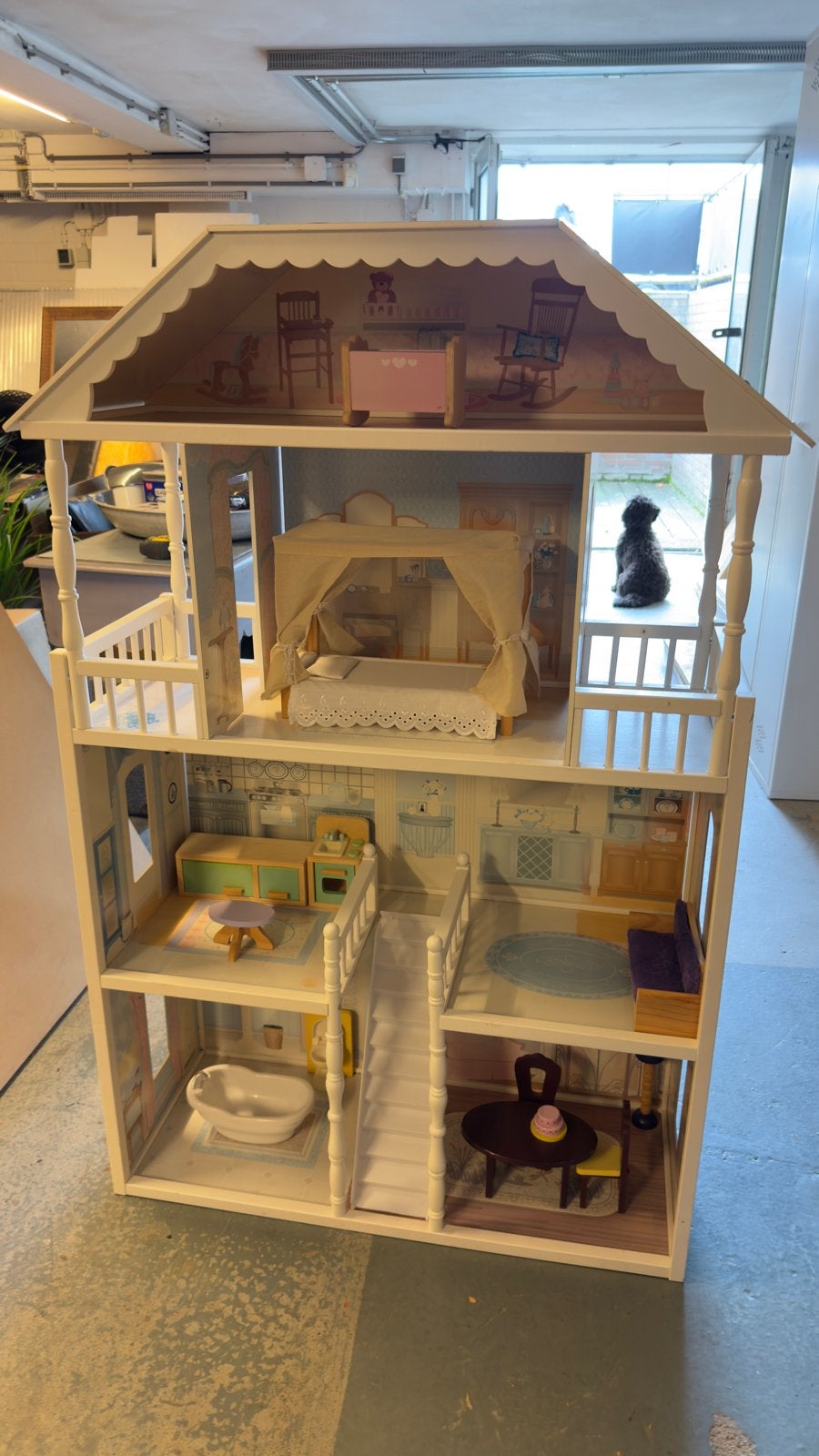 Groot Houten Poppenhuis met Meubels, Ophalen, Gebruikt, Poppenhuis