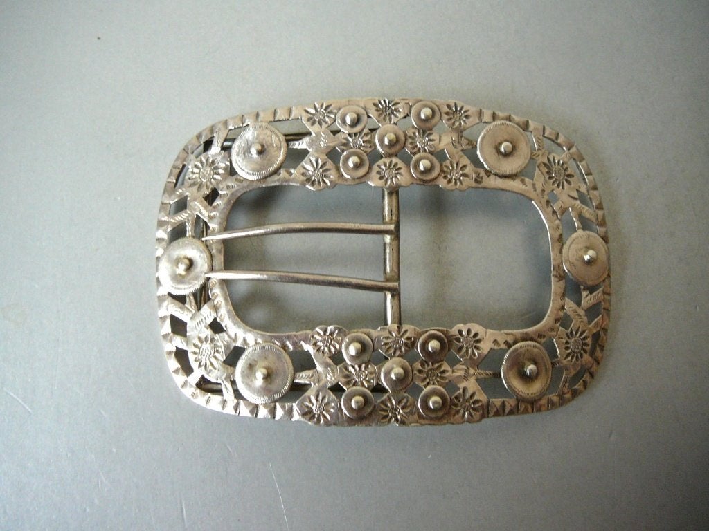 Antieke Zilveren Gesp met Bloemmotief, Sieraden, Tassen en Uiterlijk, Verzenden, Zilver, Overige typen